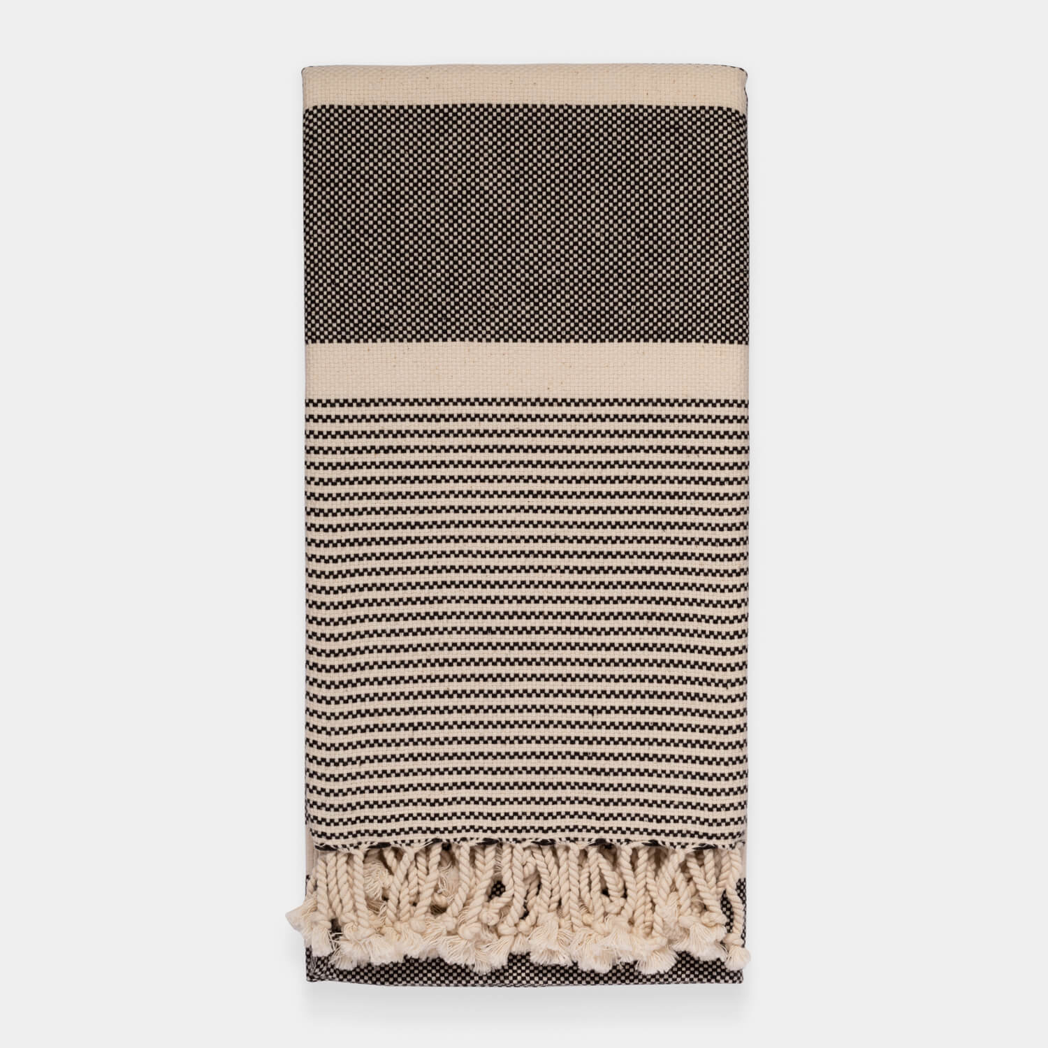 Basket Weave Black Turkish Towel Image 1