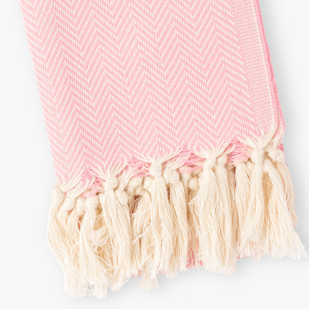 Herringbone Pink Turkish Hand Towel Image 2