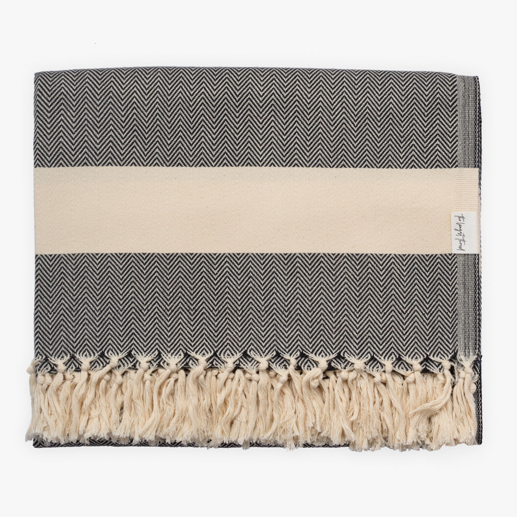 Herringbone Black Throw Blanket